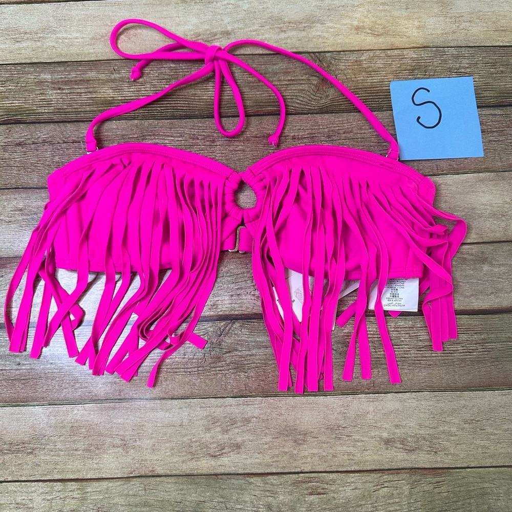 Roxy Pink Fringe Bikini Top